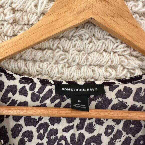 Something Navy Cheetah Print Puff Sleeve Dress - Picture 3 of 6